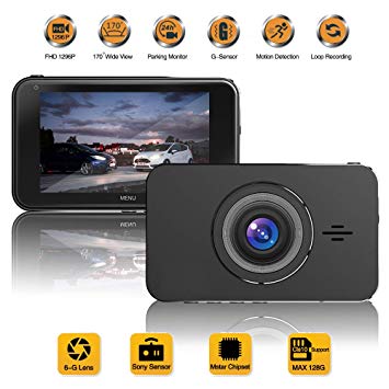 Dash Cam,Dashboard Car Camera Driving Recorder,Mini Vehicle Video DVR dashcam with 3" IPS Screen FHD 1296P/6-G Lens/Sony Sensor/Mstar Chip(one of Top 4 in The World)/170° View/WDR/HDR/F1.8/GOKKCL