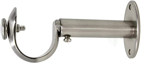 Urbanest Adjustable Solid Zinc Curtain Rod Bracket Wall Holder, Fits 1-inch Diameter Rod, Brushed/Stainless Steel