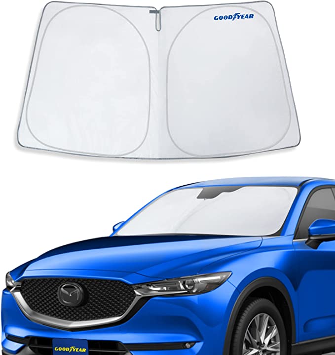 Goodyear Foldable Windshield Sun Shade for Mazda CX-5 2017-2023, Custom-Fit Car Windshield Cover, Car Sunshade,UV Protection,Vehicle Sun Protector,Auto Car Window Shades for Front Window - GY008247