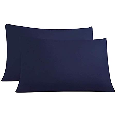 Allo Pillow Cases King Size, 100% Brushed Microfiber Navy Blue Pillowcases Set of 2, Soft Breathable, Fade & Stain Resistant