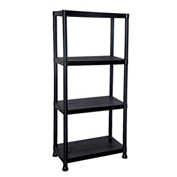 Oypla 4 Tier Black Plastic Heavy Duty Shelving Racking Storage Unit