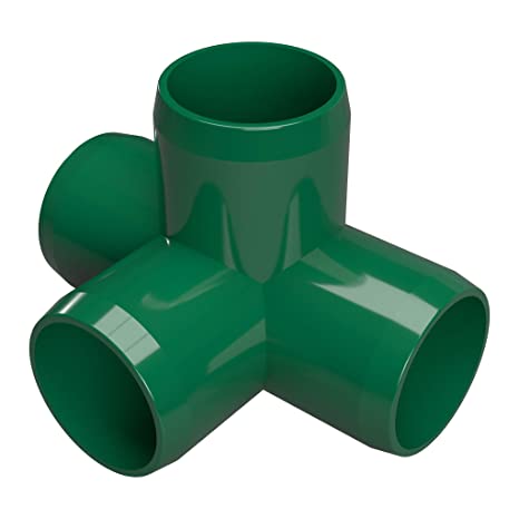 FORMUFIT F0014WT-GR-4 4-Way Tee PVC Fitting, Furniture Grade, 1" Size, Green (Pack of 4)