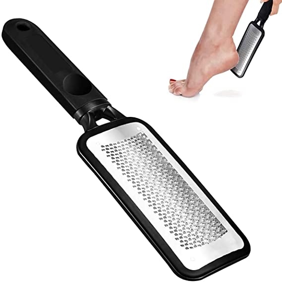 FOLAI Black Foot File Pedicure Tool, Dead Skin Remover, Foot Care Pedicure Tool for Cracked Feet, Stainless Steel Foot File, Can Be Used for Wet and Dry Feet to Remove Crusty