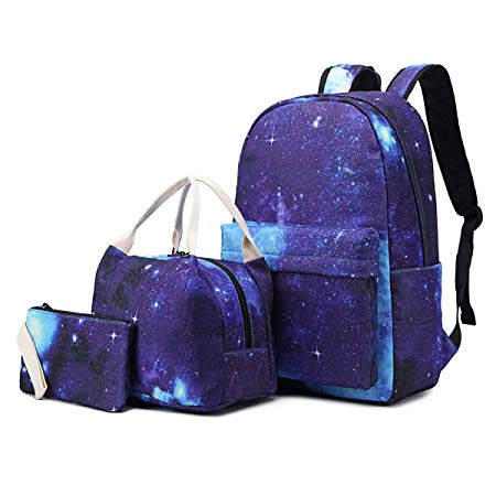 School Backpack for Teen Girls School Bags Lightweight Kids Girls School Book Bags Backpacks Sets (02 Blue/Galaxy)