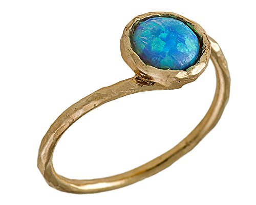 Custom Opal Ring October Birthstone Blue Opal Jewelry 14k Gold Filled Ring
