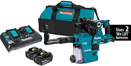 Makita XRH10PTW 18V x2 LXT (36V) Brushless Cordless 1-1/8" AVT Rotary Hammer Kit, Accepts Sds-Plus Bits w/Extractor, Aft, AWS Capable (5.0Ah)