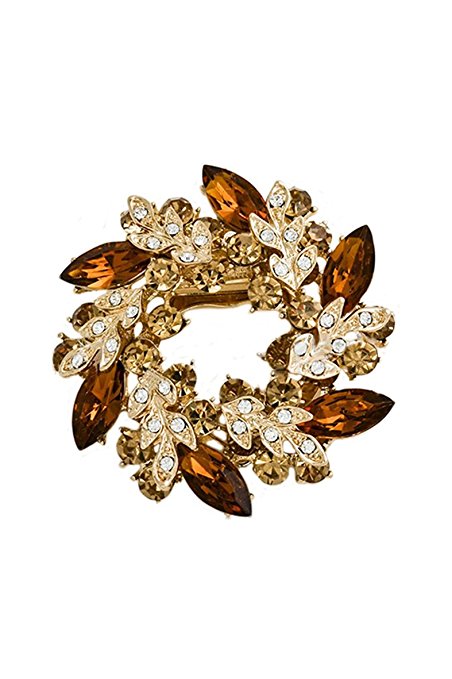 TOOGOO(R) Fashion Ladies Rhinestone Crystal Alloy Flower Bouquet Brooch Pin (Yellow)