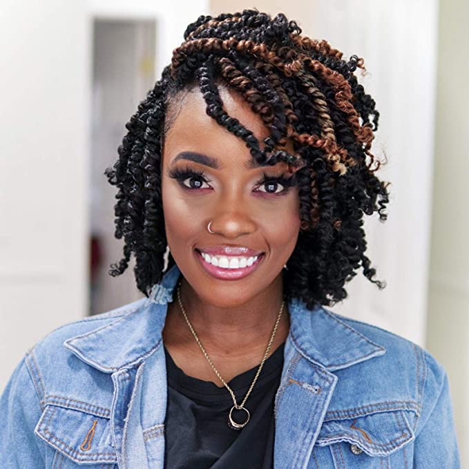 Toyotress Tiana Passion Twist Hair - 6 inch 8 Pcs BOB Passion Twist Pre-twisted Crochet Braids Ombre Blonde, Synthetic Braiding Hair Extensions ( 6 Inch, T27 )