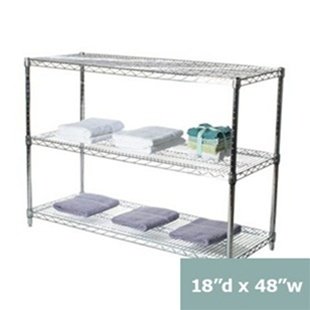 18"d x 48"w Chrome Wire Shelving with 3 Shelves