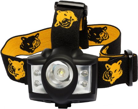 LED Headlamp Flashlight with 1W Bright White 4 Red leds 5 Light Modes and Extra Adjustable Beam and Straps - BONUS Safety Taillight Included Waterproof Head Lamp great for Camping Hiking or Running