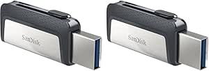 SanDisk 32GB Ultra Dual Drive USB Type-C - USB-C, USB 3.1 - SDDDC2-032G-G46, Black, Silver (Pack of 2)