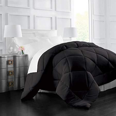 Italian Luxury Goose Down Alternative Comforter - All Season - 2100 Series Hotel Collection - Luxury Hypoallergenic Comforter - Twin/TwinXL - Black