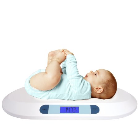 Smart Weigh Comfort Baby Scale Digital with Large Backlit LCD Display, 3 Weighing Modes and Tare Feature, 20 kg / 44 lb, for Infant, Baby and Toddler