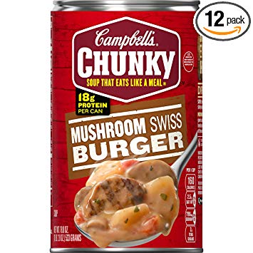 Campbell's Chunky Mushroom Swiss Burger Soup, 18.8 oz. Can (Pack of 12)