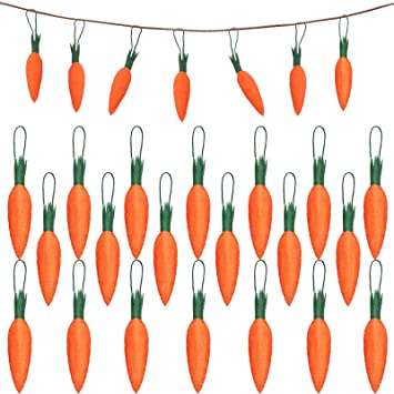 24 Pieces Easter Felt Hanging Ornaments Easter Carrot Hanging Pedant Easter Carrot Felt Hanging Sign for Easter Party Home Door Wall Tree Decoration Colorful Springtime Crafts Hang Tags