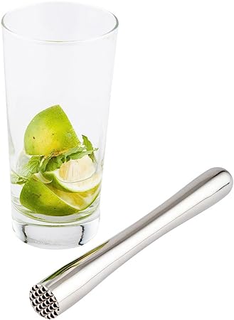 Restaurantware 8-inch Stainless Steel Cocktail Muddler: Perfect for Bars, Catering Events, & Home Use - Commercial Grade - Long Handle Length for Easy Use with Mojitos & Old Fashioneds - 1-CT