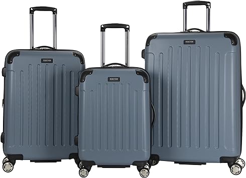 Kenneth Cole Reaction Renegade 3-Piece Luggage Expandable 8-Wheel Spinner Lightweight Hardside Travel Suitcase Set, Granite Blue, (20"/24"/28")