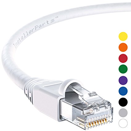 InstallerParts CAT6A Ethernet Cable 20 FT White - UTP Booted - Professional Series - 10 Gigabit/Sec Network / High Speed Internet Cable, 550MHZ