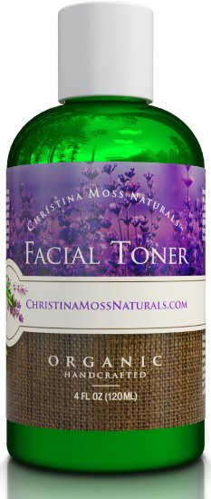 Facial Toner Organic and 100 Natural Face Toner for All Skin Types Clearing Refines Tightens Pores Hydrates and Restores pH No Harmful Chemicals or GMOs Christina Moss Naturals 4oz Unscented