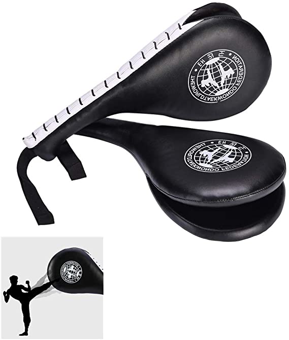 Taekwondo Double Kick Pad Target Tae Kwon Do Karate Kickboxing Training TKD Kicking Pad Practice Kick Target Training Double Face Kick Foot Pad Martial Arts Equipment Sporting Goods Paddle - Black