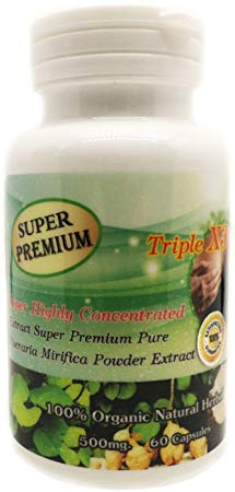 Hida Beauty® Brand. Super Premium TripleX3 Super Highly Pueraria Mirifica Concentrated Pueraria Mirifica Powder Extract 100% Organic Natural Herbal (500mgX3) 1500mg 60 Capsules