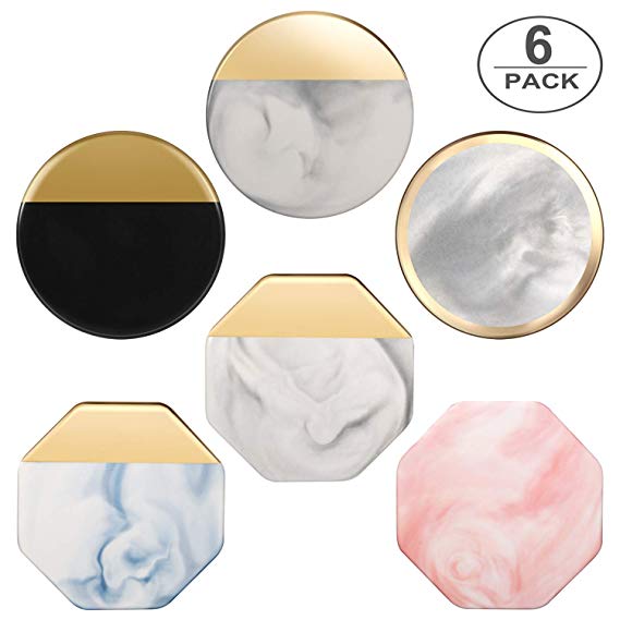 Ceramic Mug Coasters Bar Coaster, TUTUWEN Adiabatic Stone Drink Coaster Marble Pattern Gold-plated Cup Mat Sets with Non-Slip Cork Base [Non-Absorbent], Elegant Decor Gift in Home/Office -6 Pcs
