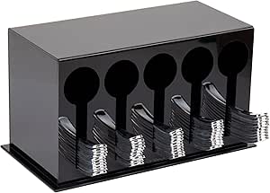 Mind Reader Utensil Dispenser, Silverware Organizer, Plastic Fork and Spoon Dispenser, Kitchen, 11" L x 5.75" W x 6" H, Black