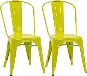 HOMCOM Conjunto de 2 Sillas de Comedor con Marco de Acero Juego de Sillas Modernas con Respaldo para Cocina Dormitorio Salón Carga 120 kg 45x51,5x85 cm Verde