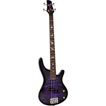 Lindo PDB Series Purple Dove Electric Bass Guitar With Carry Case and Cable