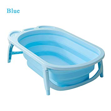 Collapsible Bathing Tub, FOME Non-Slip Portable Folding Baby Bath Tub Foldable Shower Basin Collapsible Baby Bathtub Baby Shower Basin with Temperature Sensing for Infants Kids Aged 0-6 Years Old