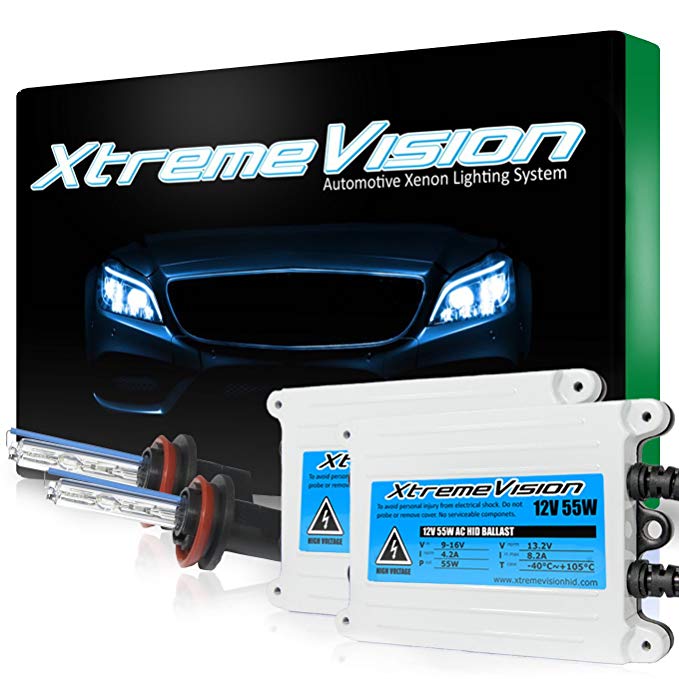 XtremeVision 55W AC Xenon HID Lights with Premium Slim AC Ballast - H11 5000K - 5K Bright White - 2 Year Warranty
