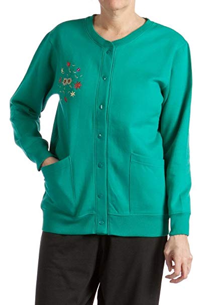 Pembrook Womens Fleece Cardigan Jacket with Embroidery