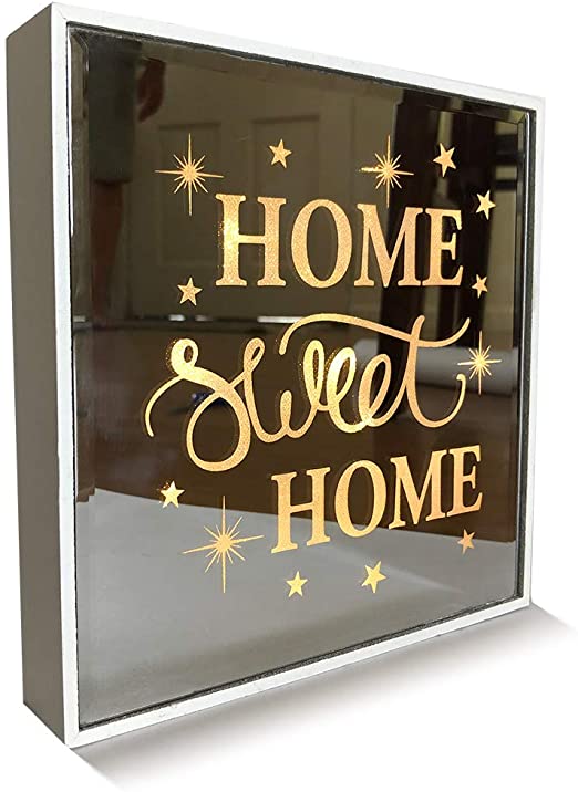 KINIA Home Sweet Home Light Up LED Marquee Wall Hanging Decor Plaque Mirror Sign
