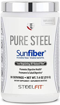 SteelFit Pure Steel Sunfiber® - All Natural Fiber - Supports Regularity - Promotes Digestive Health - Low FODMAP Certified - Dissolves Easily - Unflavored - Vegan - Gluten Free - 30 Servings (210 G)