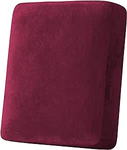 H.VERSAILTEX Velvet Stretch Couch Cushion Cover Plush Cushion Slipcover for Chair Cushion Furniture Protector Seat Cushion Sofa Cover (1 Piece Armchair Cushion Covers, Burgundy)