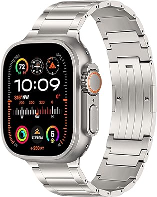 TRUMiRR Titanium Band for Apple Watch Ultra 2 / Ultra 49mm, Titanium Metal Link Bracelet Scratch Resistant Buckle Strap for iWatch Apple Watch SE (2nd Gen) Series 9 8 7 6 5 4 3 2 1 45mm 44mm 42mm