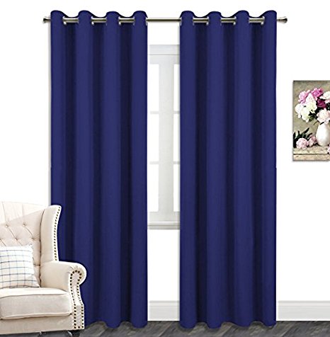 AmazonCurtains Room Darkening Thermal Insulated Solid Grommets Curtains/Drapes (W 52" x L 95", Royal Blue)