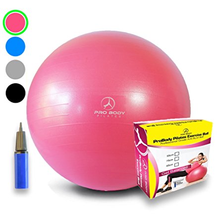 Exercise Ball - Professional Grade Anti-Burst Yoga Fitness, Balance Ball for Pilates, Yoga, Stability Training and Physical Therapy