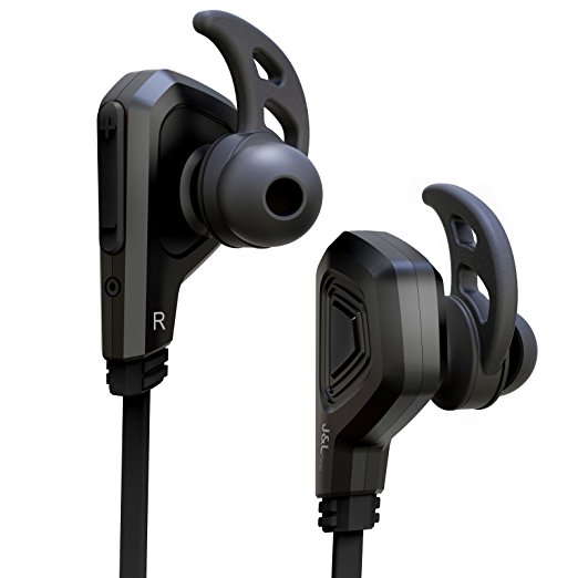 J&L Wireless Bluetooth Headphones - Studio Sound Quality & Deep Bass - Noise Cancelling Sports Bluetooth Earbuds Headsets Earphones - Sweat & Water Resistant - Perfect Stability & Comfort(Black)