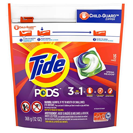 Tide PODS Spring Meadow Scent HE Turbo Laundry Detergent Pacs, 16 count