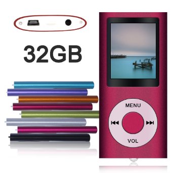 Tomameri Portable MP4 / MP3 Player Video Player with Voice Recorder, Mini USB Port, Photo Viewer, E-Book Reader , Including USB charger and earphones with 32 GB Micro SD Card---Red Color