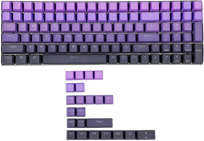 YMDK Double Shot 108 Dyed PBT Shine Through OEM Profile Keycap Rainbow Carbon Sunset Backlit Keycaps for MX Switches Mechanical Keyboard（Only Keycap） (Purple Gradient 122 Key)