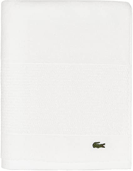 Lacoste Legend Towel, 100% Supima Cotton Loops, 650 GSM, 30"x54" Bath, White