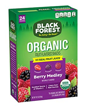 Black Forest Organic Fruit Snacks 24ct, Berry Medley, Certified USDA Organic, Fat Free & Gluten Free Assorted Flavors, 0.8 Ounce Bag, 24 Count