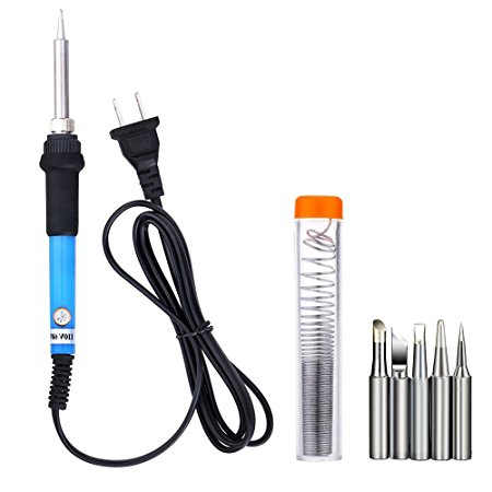 Soldering Iron, NIUTOP 60W 110V Adjustable Temperature Electric Welding Soldering Iron Repair Tool Kit with 5pcs Different Solder Iron Tips and Additional Solder Tube for Variously Repaired Usage