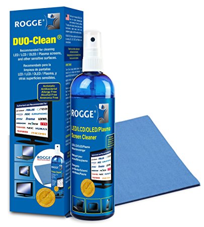 Screen Cleaner Kit - Natural, Streak-Free, Antibacterial - For Phones, LED/LCD TVs, Computers, Laptops, Glasses, ... - Spray 8.4oz   XL Microfiber Cloth (washable) - Made in Germany