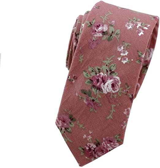 Mantieqingway Men's Cotton Printed Floral Neck Tie