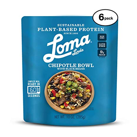 Loma Linda Blue - Plant-Based Complete Meal Solution - Heat & Eat Chipotle Bowl (10 oz.) (Pack of 6) - Non-GMO, Gluten Free