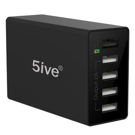 5ive Quick Charge 2.0 50W 5 Ports High Speed USB Desktop Charging Rapid Wall Charger Micro USB Cable for Android Mobile Phone