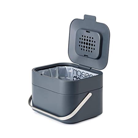 Joseph Joseph Intelligent Waste, Stack 4 Food Waste Caddy with Odour Filter - Graphite